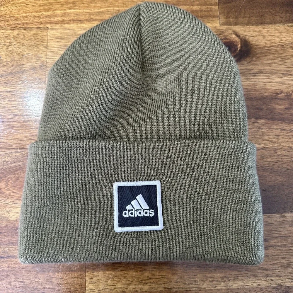 Adidas Beanie Unisex Aeroready Wide‎ Cuff Fold Army Green Winter Hat Cap